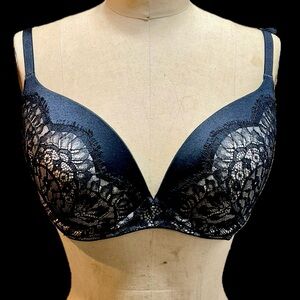 Victoria’s Secret Dream Angel black‎ nudes sheer lace bra padded underwire 32DDD